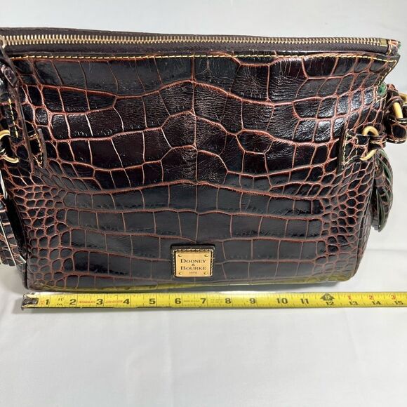Dooney & Bourke Leather Croc Print Shoulder Bag - Picture 10 of 12